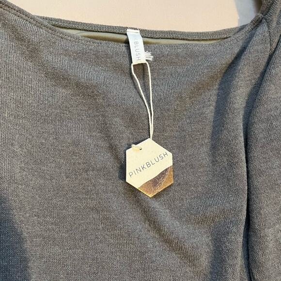 NWT Pinkblush Olive Green Off the Shoulder Maternity Sweater Dress Size Medium - Picture 6 of 6